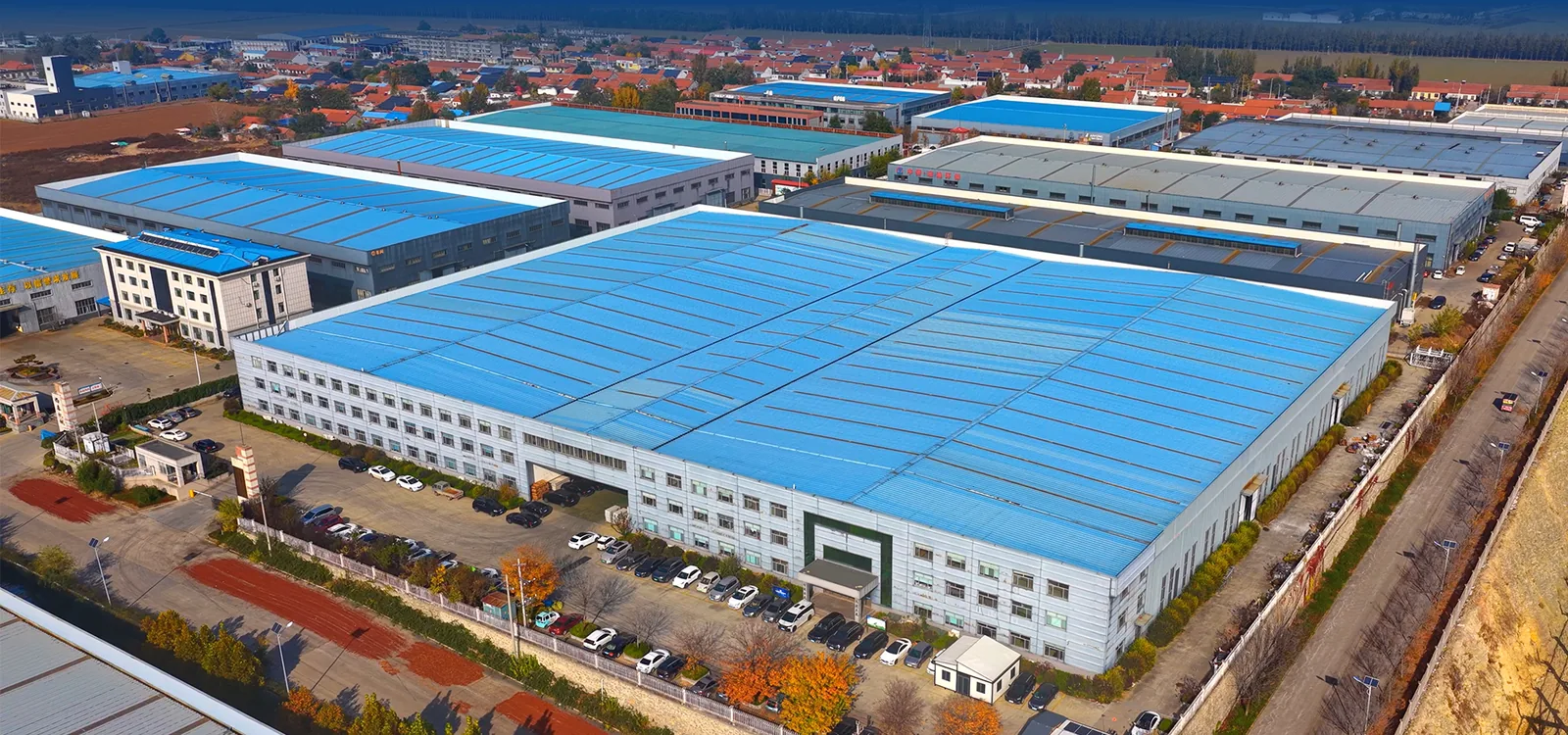 Aerial view of the Huisheng modular building production site in Weifang, China