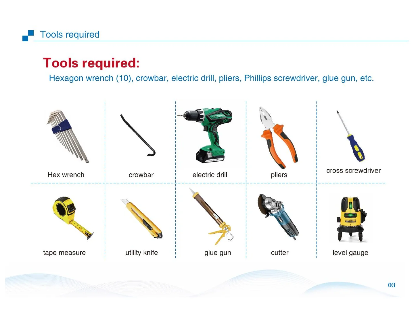 Documented Z-folding installation tool checklist.