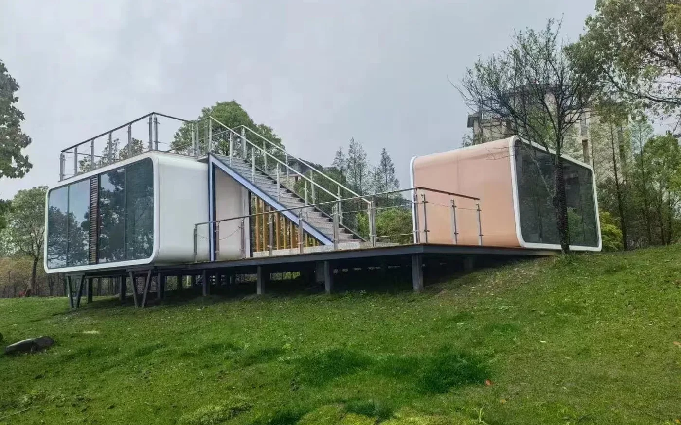 Glamping Resort Planning with Apple Cabins and Space Capsules