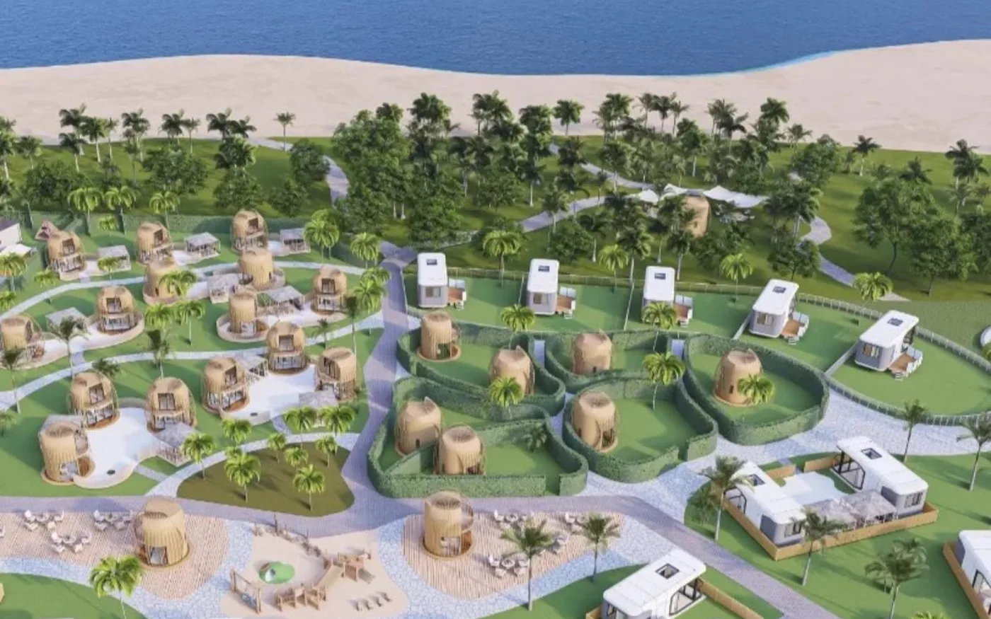 space capsule resort planning site layout and guest experience exterior and construction reference