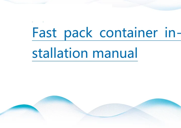 Fast Pack Container Installation Manual cover