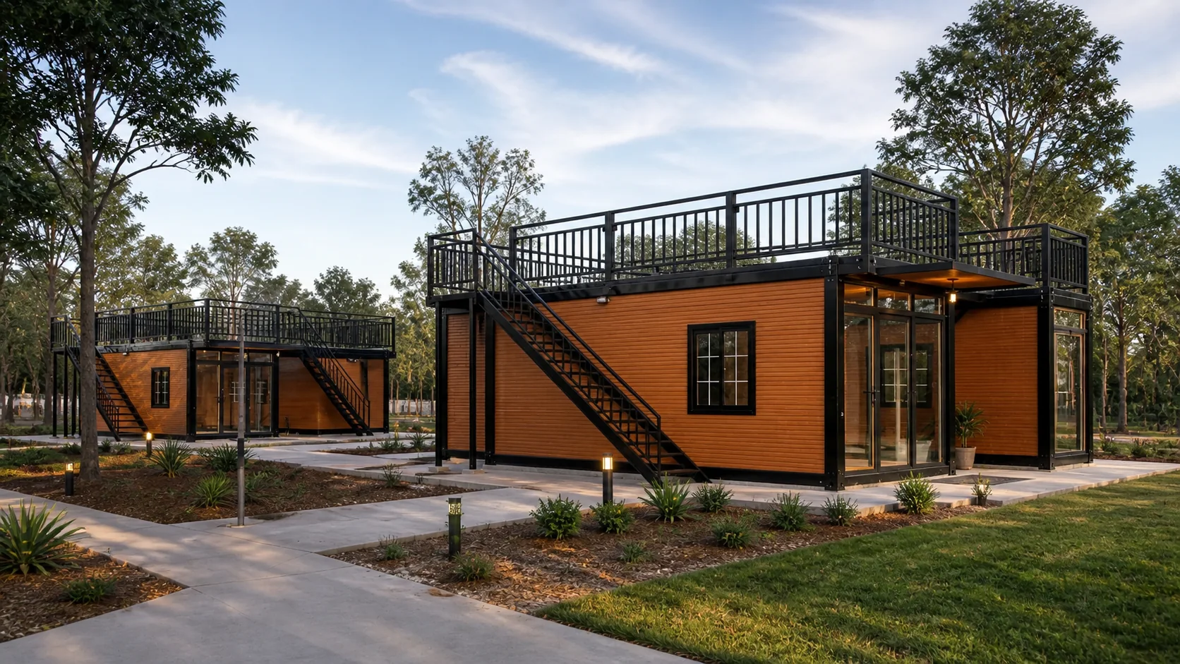 Foldable Container House installed project concept